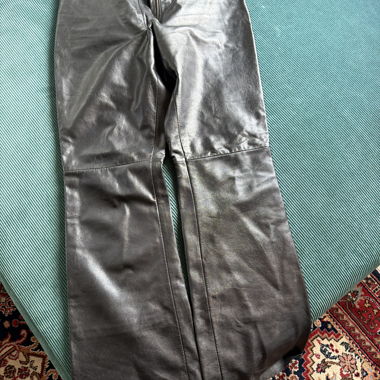 Pantaloni da moto neri in pelle autentica