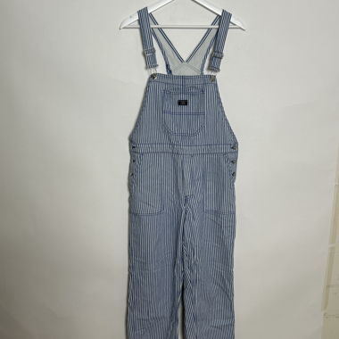 Blue and White Striped Overalls