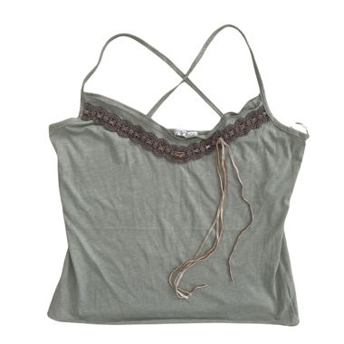 Vintage Y2K Khaki Sommer Baumwolltop M