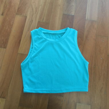 Turquoise Ribbed Crop Top