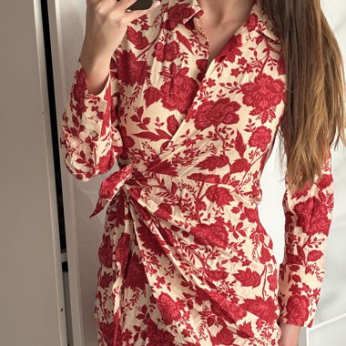 Floral wrap shirt dress