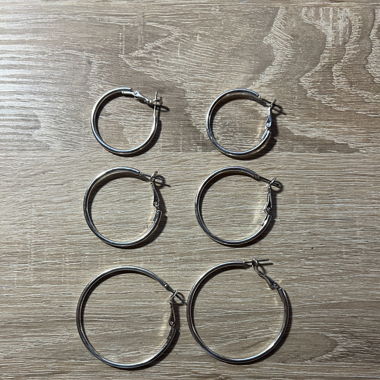 Lot de 3 paires de créoles couleur argent 