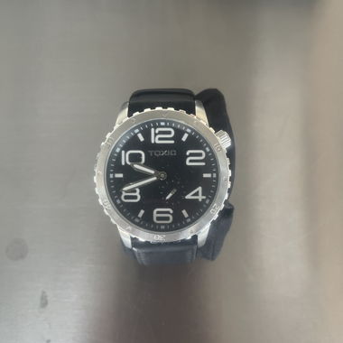 Toxic Men's Watch – black/silver, leather strap