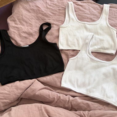3er Set gerippte Crop Tops