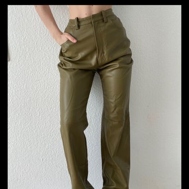 House of CB XSmall cuir vert olive taille haute