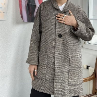 Cappotto Harris Tweed in lana con fodera trapuntata