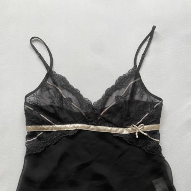 black y2k lace top
