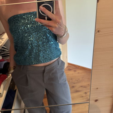 Turquoise sequin mini skirt