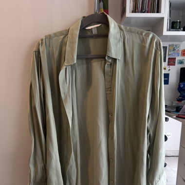 sage green satin blouse