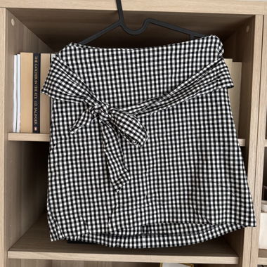 Gingham Mini Rock mit Schleife