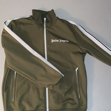 Giacca da allenamento Palm Angels verde oliva e bianco