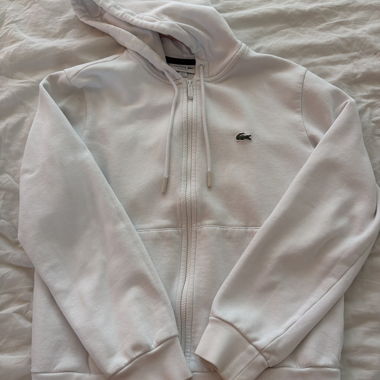 White Lacoste Hooded Jacket