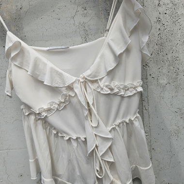 White Stradivarius Ruffle Top