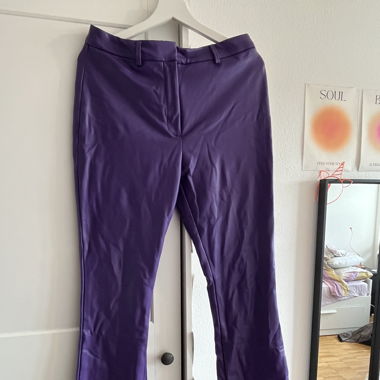 purple leather pants