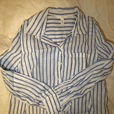 Camicia in lino a righe manica lunga