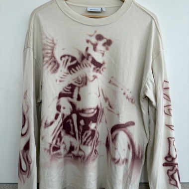 Maglia a maniche lunghe beige con stampa Weekday