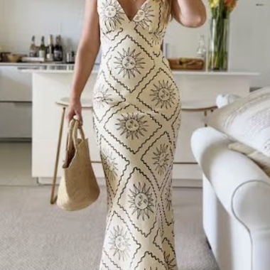 Robe sans manches imprimée soleil