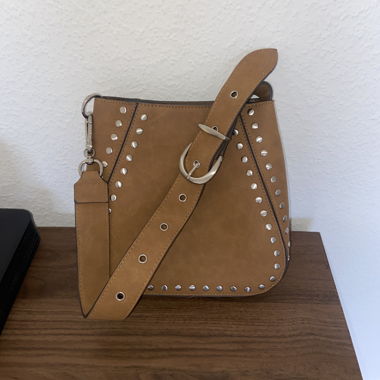 Sac à main effet daim marron