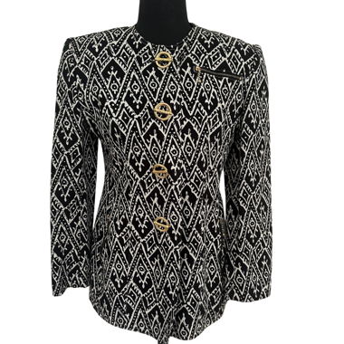 Guy Laroche Vintage Blazer, Schwarz/Weiss Muster