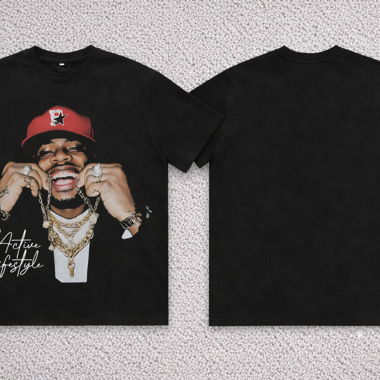 T-shirt noir graphique rappeur