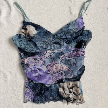 Top Cami in Mesh Floreale