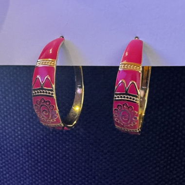 Boucles d'oreilles créoles fushia doré