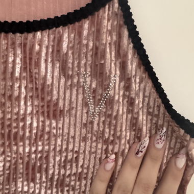 Samt-Pyjama Set in Rosa mit Spitze