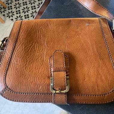 Sac bandouliere en cuir marron