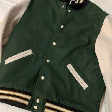 Veste universitaire Dehen vert/blanc taille L