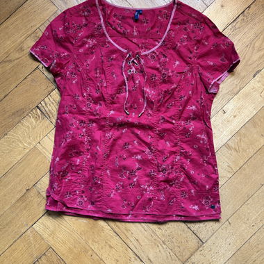 Vintage y2k fairy core pink top w/ lace up detail