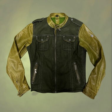 Green Vintage Biker Style Jacket