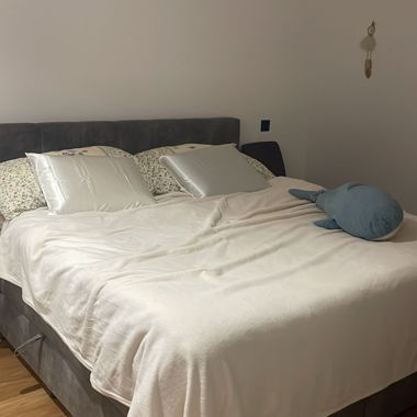 Grey Boxspring Bed