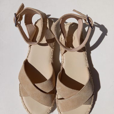 New suede leather beige espadrille sandals 38