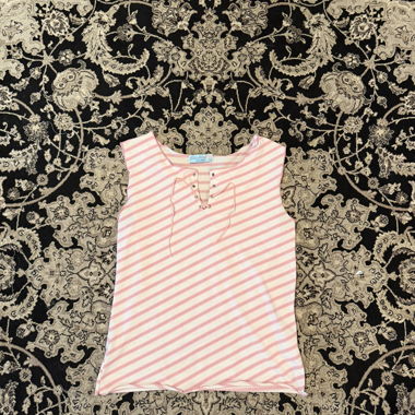 Top rosa a righe con allacciatura