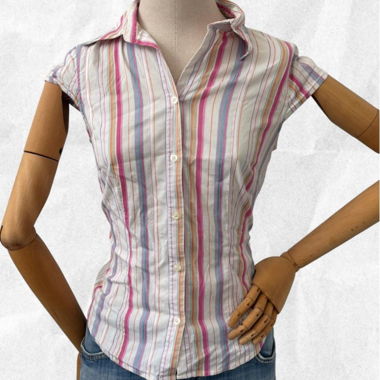 Striped short-sleeve blouse