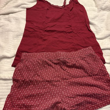 Top e shorts da pigiama bordeaux