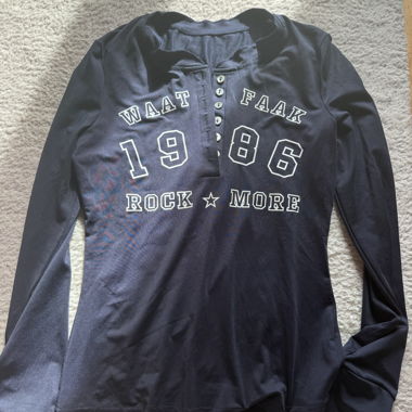long sleeve blue with lettering