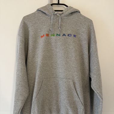 Mennace Grey Pullover with Rainbow-Colored Writing