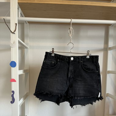 Black denim mini shorts
