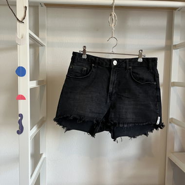 Black denim mini shorts