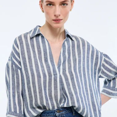 Chemise Monoprix neuve rayée en lin L-XL