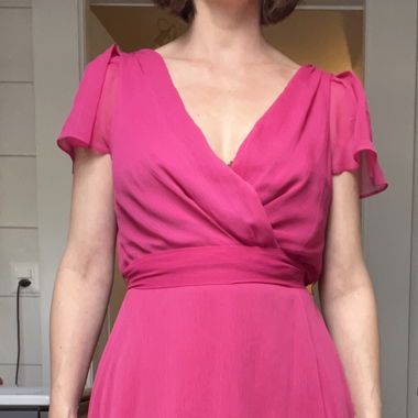 robe en mousseline de soie fuchsia