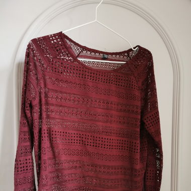 Spitzen Langarmshirt bordeau
