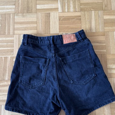 Black high-waist denim shorts