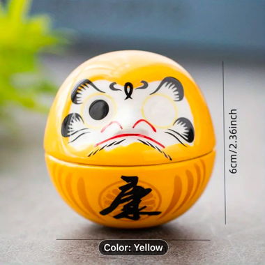Lot de 2 figurines Daruma jaunes