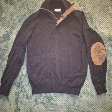 Pulls coton cachemire bleu et camel M