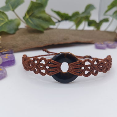 Makramee Armband mit Tigerauge Donut
