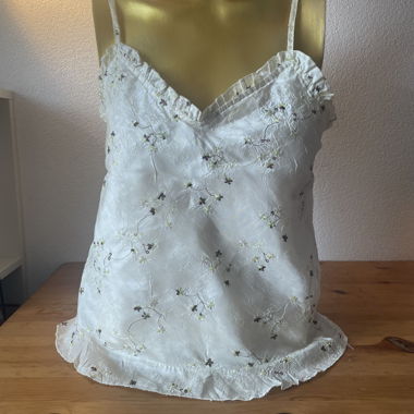 Débardeur blanc brodé S 