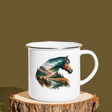 Tasse émaillée 350 ml avec impression cheval