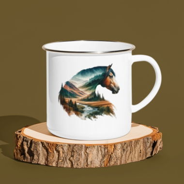 Tazza smaltata 350 ml con stampa cavallo